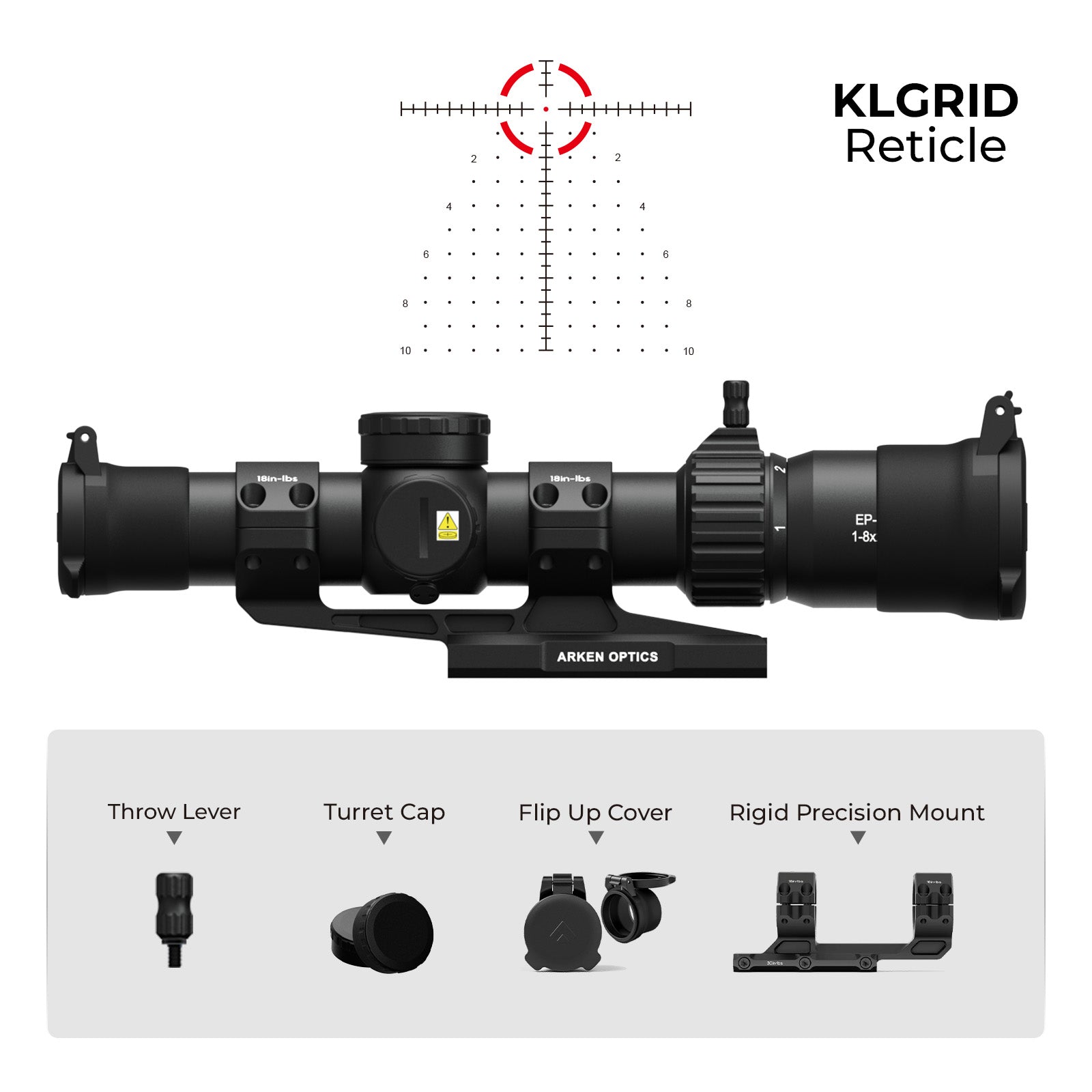 Arken Optics EP-8 1-8×28 FFP LPVO Bundle with Scope Mount — 34mm Tube - Image 2